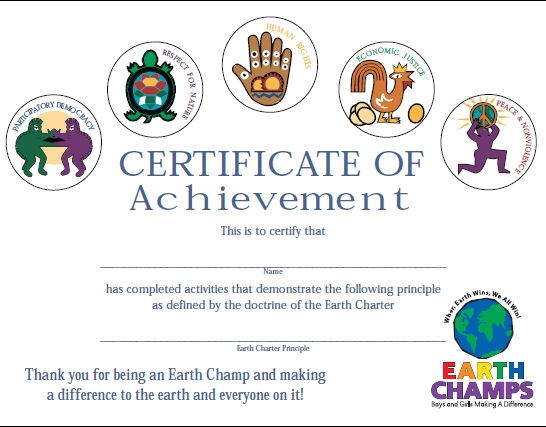 Earth Champs Certificate Flat Color Style