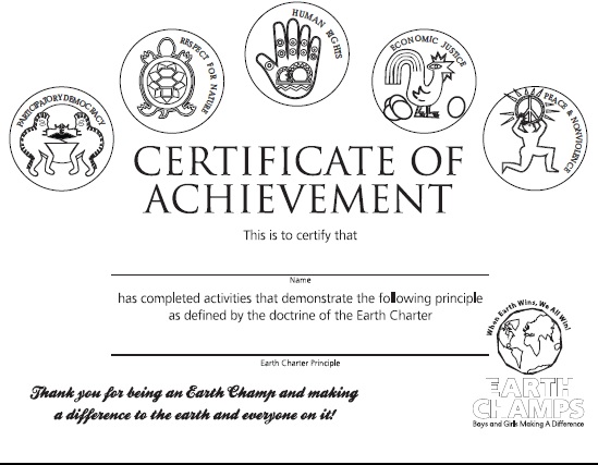 Earth Champs Certificate Black and White